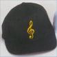 black baseball cap with gold treble clef