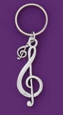 Treble Clef Keychain Polished Pewter