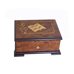 Inlaid Music Book and G Clef on Burled Walnut