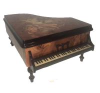 Burl Walnut Piano with Italian inlay of violin and Flowers