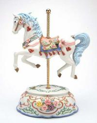 Large Musical Carousel Horse with Tassels