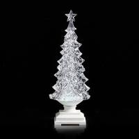 Clear Lucite 12.5" LED Christmas Tree with swirling colors.  (not musical)