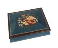 Mandolin & Music Inlay on Blue Musical Box