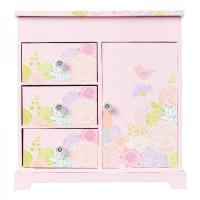 soft pink floral pattern jewelry box with six sections
