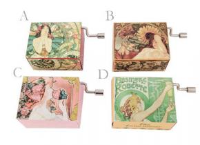 Hand Crank Music Box Mucha Series (set of 4) or your choice of one single