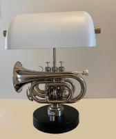 Silver pocket trumpet desk lamp