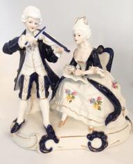 Porcelain Couple with Gentleman Violin Player and Lady Singer