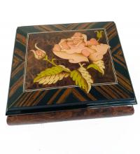 Italian Inlay rose bloom with herringbone rosewood boarder