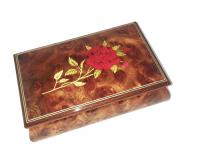 Single Red Rose on Light Elm Musical Box