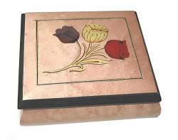 Tulips Inlay on Pink Musical Box