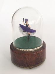 Vintage Reuge Can-Can Dancing Ballerina in Purple under Dome