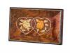Linked Hearts on rectangular Elm Music Box with filetto border
