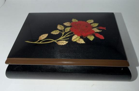 Black Music Box with Red Rose 