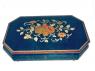 Italian Floral Inlay on large Blue Musical Box (1.18)