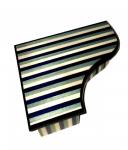 Two Tones of Blue with White stripes on Piano Shaped Music Box