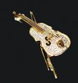 Brooch Violin Pave Diamonds and 14k Gold