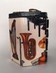Beautiful Tzedakah Box with hand painted orchestral instruments 