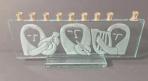 Ancient Women Musicians Etched Glass Menorah