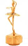 Gold Ballerina with Austrian Crystals Arms in 3rd Position Revolves