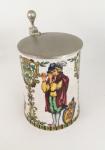 Colorful Porcelain Lidded Beer Stein with Musicians 1