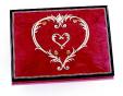 Baroque Heart within a Heart Inlay on Wine Colored Musical Box