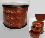 Italian Inlaid Round Musical Box with Drawers