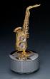 24K Gold Plated Saxophone with Austrian Crystals Music Box Figurine