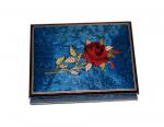 Blue Music Box with Red Rose 