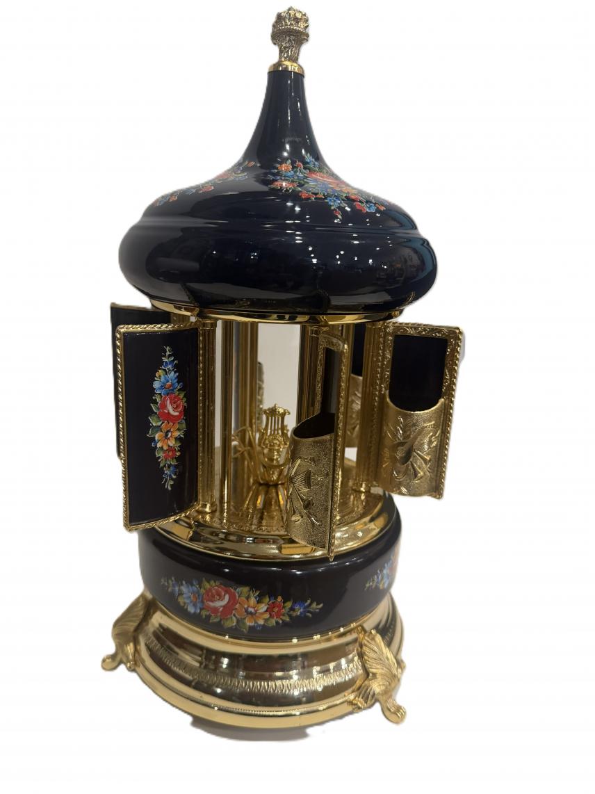 Capodimonte on Cobalt Blue Background Carousel Mosque with Harp
