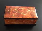 Large Elm Musical Box 3.72 note with Beautiful Scroll Inlay