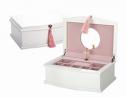White Musical Jewelry Box with Tassel and Twirling Ballerina by Reed and Barton