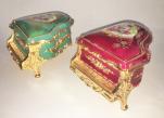 Sevres Style Green and Wine Colored Pianos side view