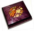 4.5" square music box with violin inlay in Plum, Wine or Blue finish