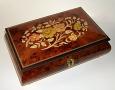 Floral Oval Inlay on Burled Elm 36 note Musical Box (Previously Owned)