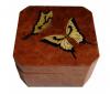 Two butterflies on small burled elm music box