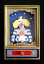 Animated Blond Clown with Flowers and Stars in the Night