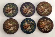 Italian inlay set of 6 coasters with mandolin and music pattern