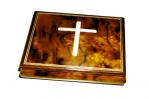 Dark Elm Musical Box with inlaid Cross