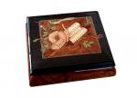 elm music box with walnut border features torah and shofar