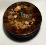 Flowers and a butterfly Italian Inlay on a Round Walnut Musical Box