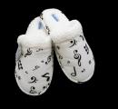 Pair of White Scuffy Slippers with Musical Notes