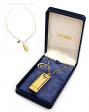 Miniature gold plated Little Lady Harmonica in blue presentation box