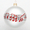 Ornaments White Ball with Red Glitter Music Notes on Staff