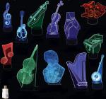 Selection of acrylic 3D musical themed lamps