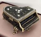 jeweled black enamel piano trinket box