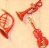 Ornaments Glitter Musical Trio Red
