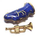 Limoges tiny porcelain case with removeable trumpet 