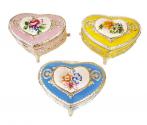 Heart Shaped Enamel Ring Box with Porcelain Floran Medallion