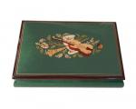 Instrumental Inlay with flowers on Green Colored music Box 