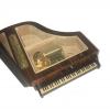 Interior view of 30 note mechanism and jewelry compartment of Burl Walnut Piano Music Box 
